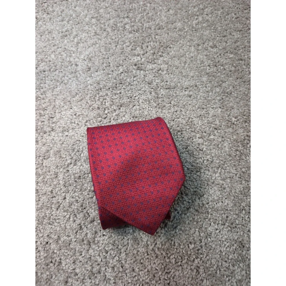 Oscar de la Renta Mens Red Blue Geometric‎ Diamond Silk Necktie 57x3.75